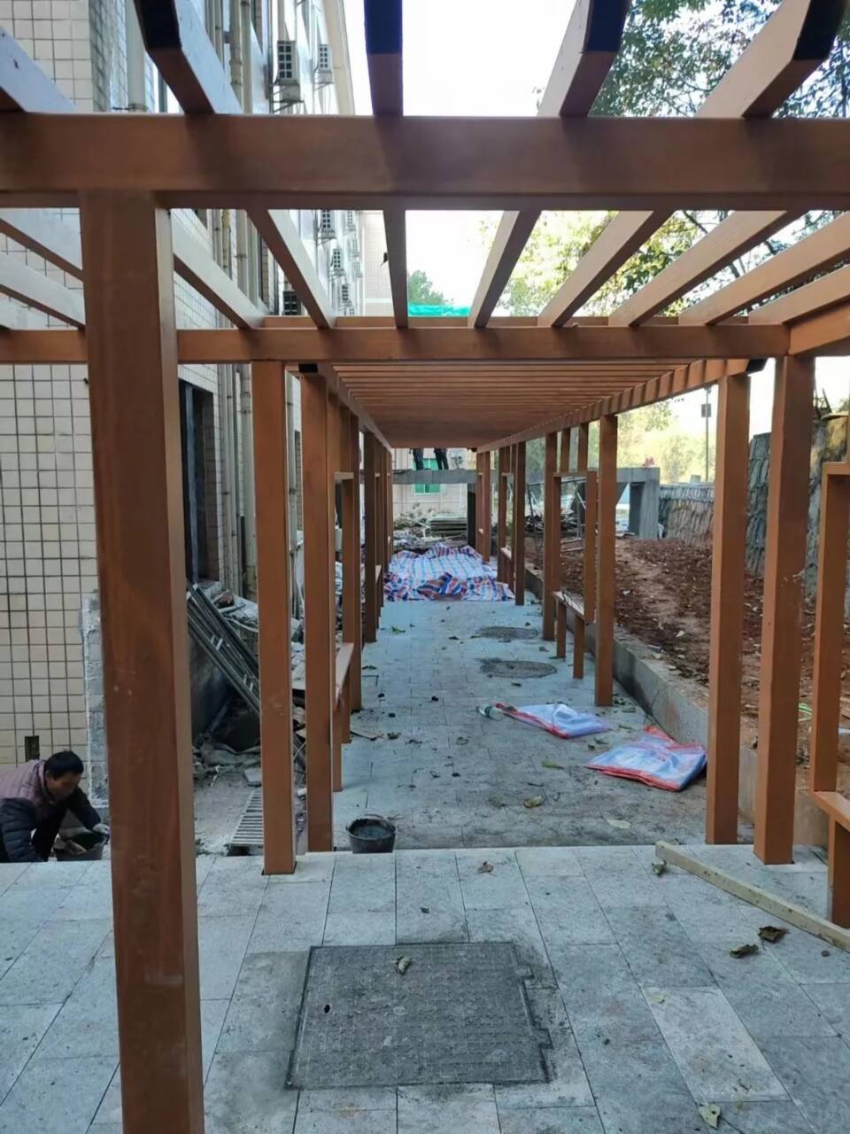 铝合金木纹漆厂家电话#不锈钢#长廊花架#廊架护栏